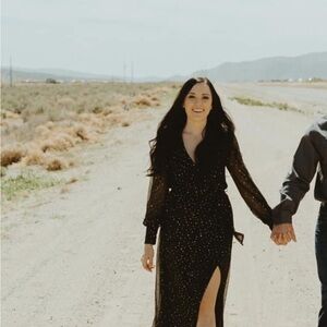 Elegant Black Dress with Gold Accents